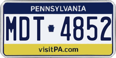 PA license plate MDT4852