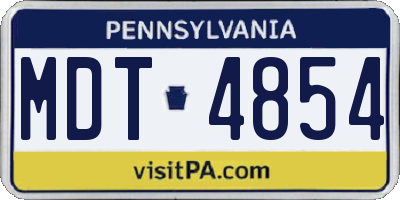 PA license plate MDT4854