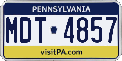 PA license plate MDT4857
