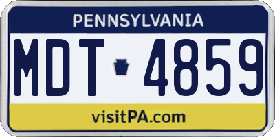 PA license plate MDT4859