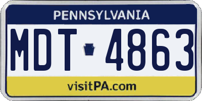 PA license plate MDT4863