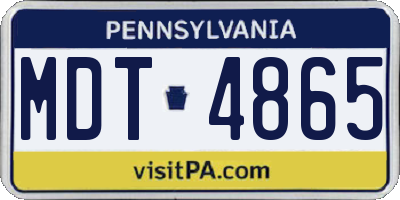 PA license plate MDT4865