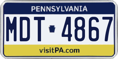 PA license plate MDT4867