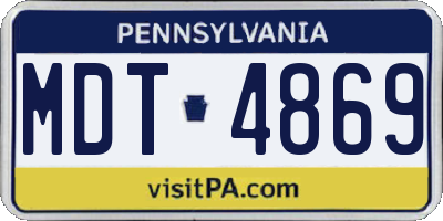 PA license plate MDT4869