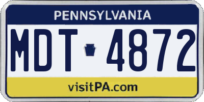 PA license plate MDT4872