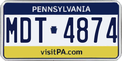 PA license plate MDT4874