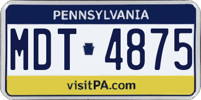 PA license plate MDT4875