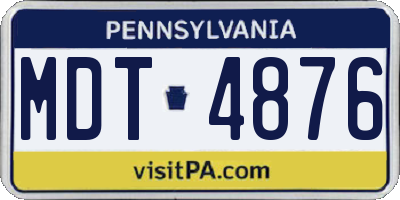 PA license plate MDT4876