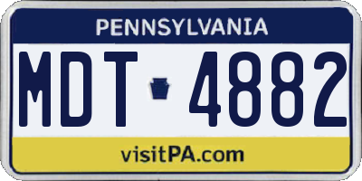 PA license plate MDT4882