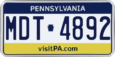 PA license plate MDT4892