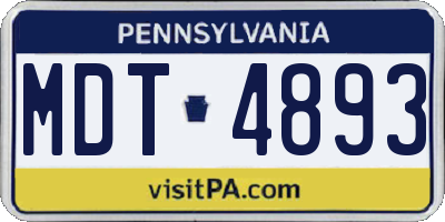 PA license plate MDT4893