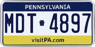 PA license plate MDT4897