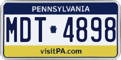 PA license plate MDT4898