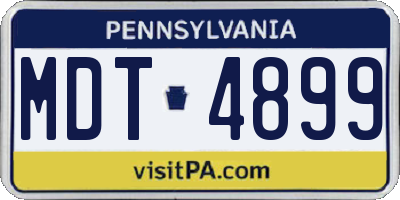PA license plate MDT4899