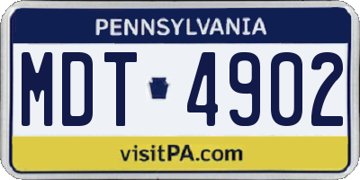 PA license plate MDT4902