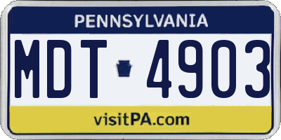 PA license plate MDT4903