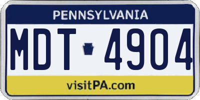 PA license plate MDT4904