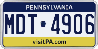 PA license plate MDT4906