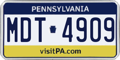 PA license plate MDT4909