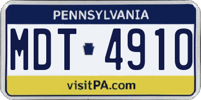 PA license plate MDT4910