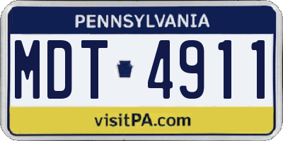 PA license plate MDT4911