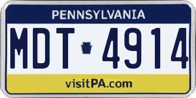 PA license plate MDT4914