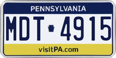PA license plate MDT4915