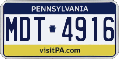 PA license plate MDT4916