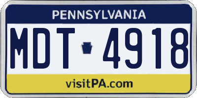 PA license plate MDT4918