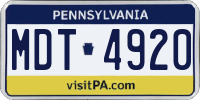 PA license plate MDT4920