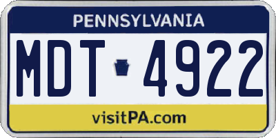 PA license plate MDT4922
