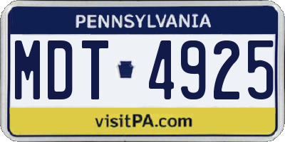 PA license plate MDT4925