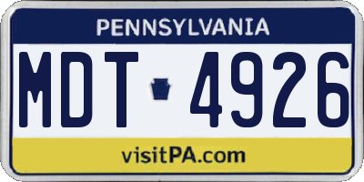PA license plate MDT4926
