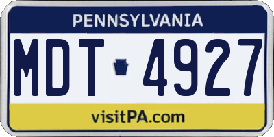 PA license plate MDT4927