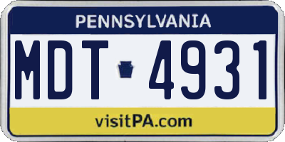 PA license plate MDT4931