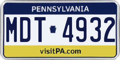 PA license plate MDT4932