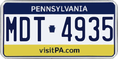 PA license plate MDT4935