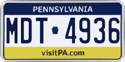 PA license plate MDT4936