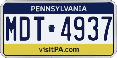 PA license plate MDT4937