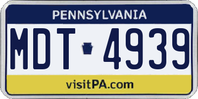 PA license plate MDT4939