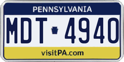 PA license plate MDT4940