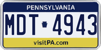 PA license plate MDT4943