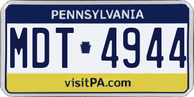 PA license plate MDT4944