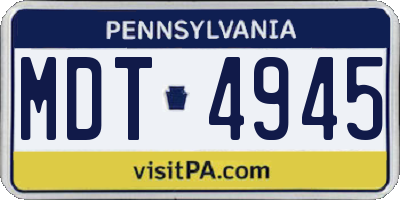 PA license plate MDT4945