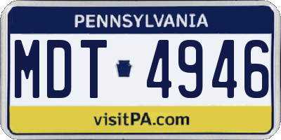 PA license plate MDT4946