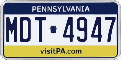 PA license plate MDT4947
