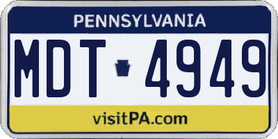 PA license plate MDT4949