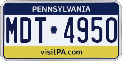 PA license plate MDT4950