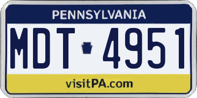 PA license plate MDT4951