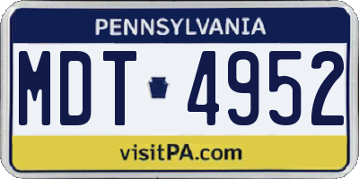 PA license plate MDT4952